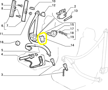 Lancia Delta and Dedra Front Right Seat Belt Bracket New Original 46416918 60811191