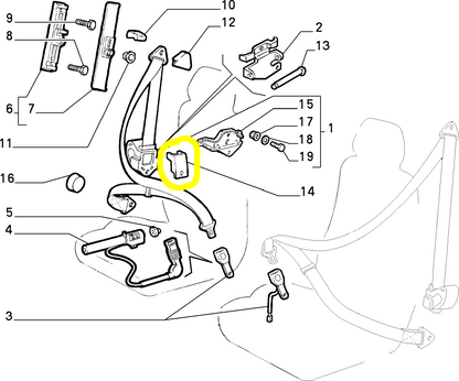Lancia Delta e Dedra Staffa Cintura di Sicurezza Anteriore Destra Nuova Originale 46416918 60811191 - Raggi's Automobilia e Ricambi Auto