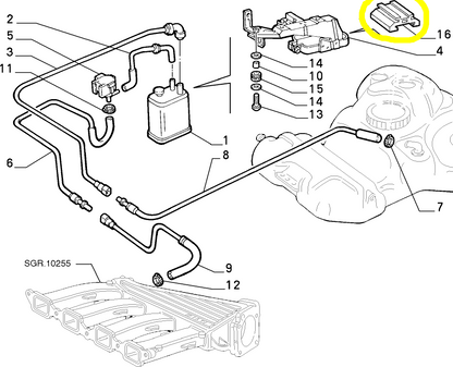 Lancia Delta Fiat Brava and Bravo Fuel Vapor Trap Bracket Pad New Original 46456548