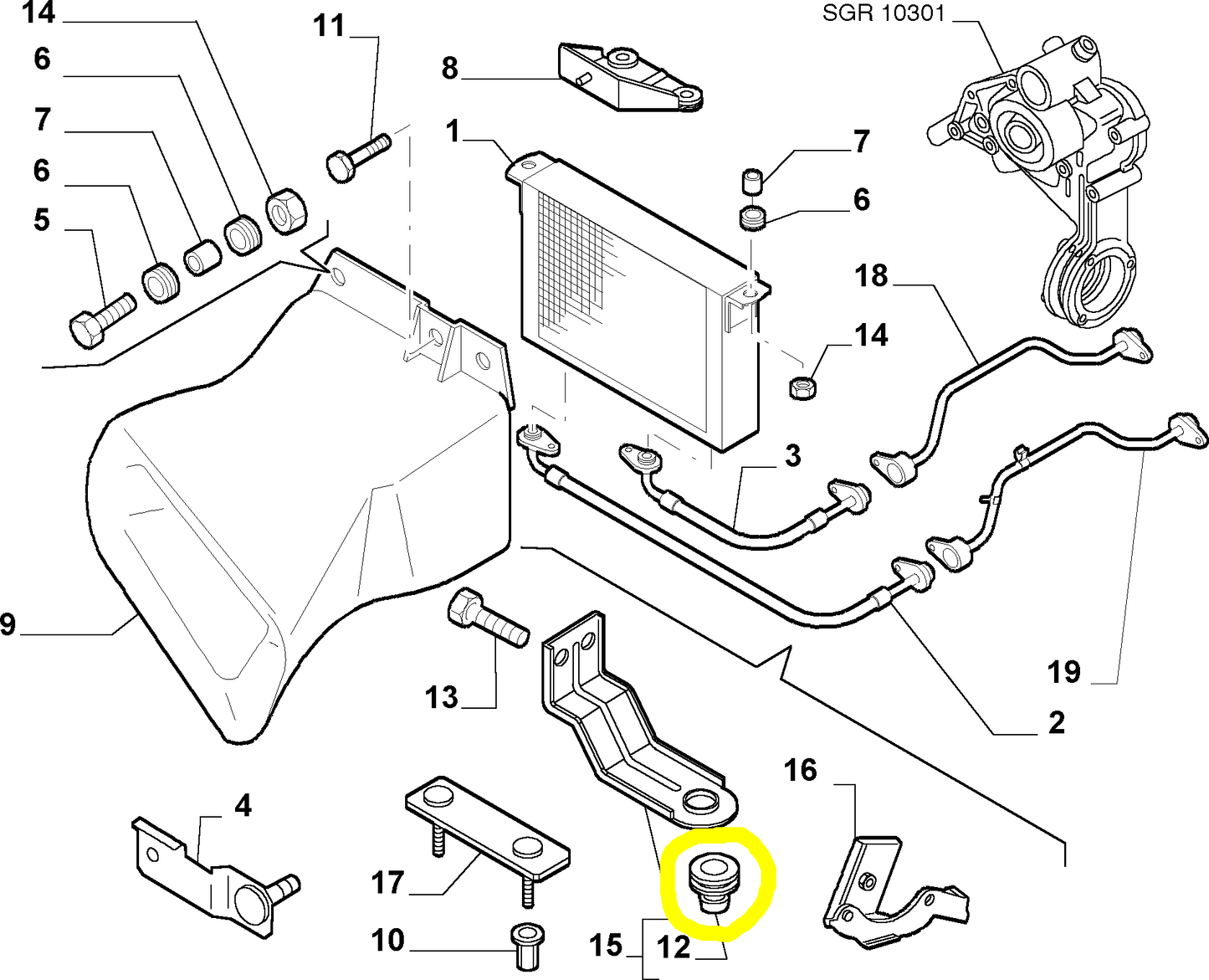 Lancia Thesis Delta Lybra Musa e Ypsilon Boccola Elastica Radiatore 46436960 Nuova Originale