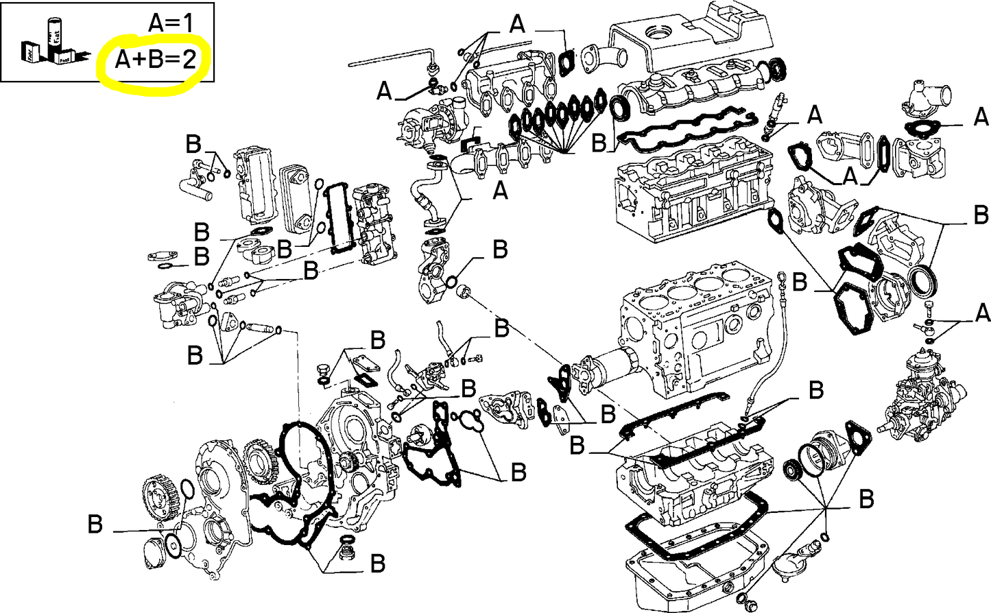 Lancia Thema TD and Fiat Croma TD Engine Gasket Kit. New Old Stock (NOS) Original Part 5892435