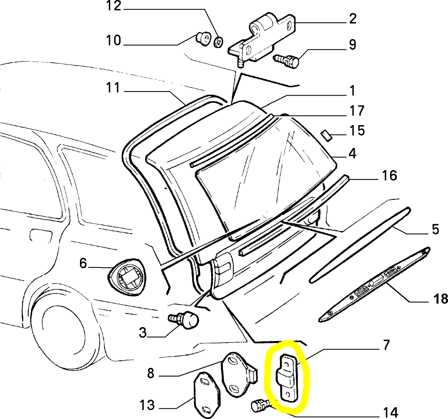 Lancia Dedra SW and K SW Back Door Striker Plate New Original 46725067