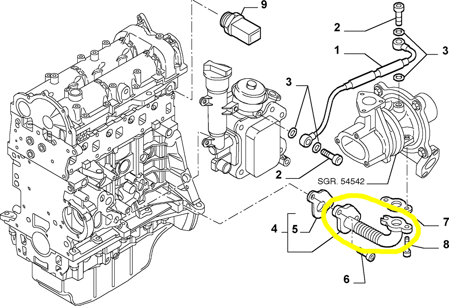 Lancia Musa and Ypsilon Engine Oil Drain Complete Pipe New Original 73500435