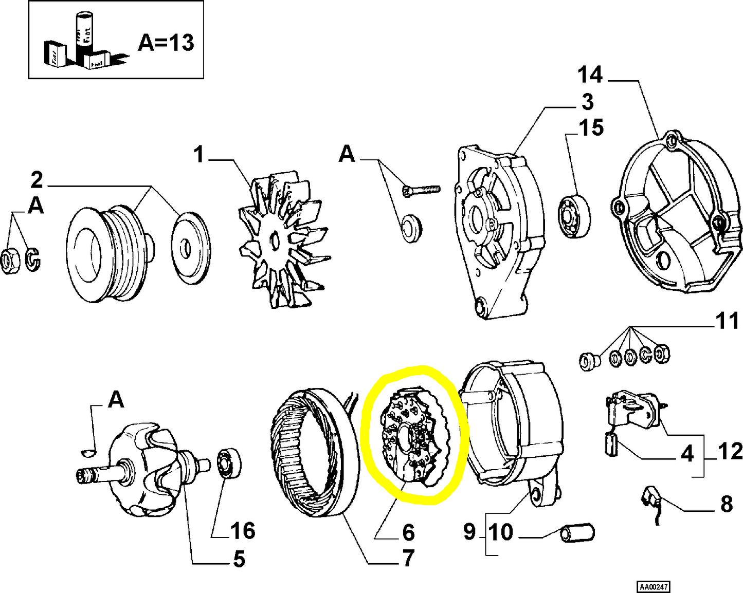 Lancia Thema e Dedra Integrale Raddrizzatore Alternatore Nuovo Originale 9939571 9938606