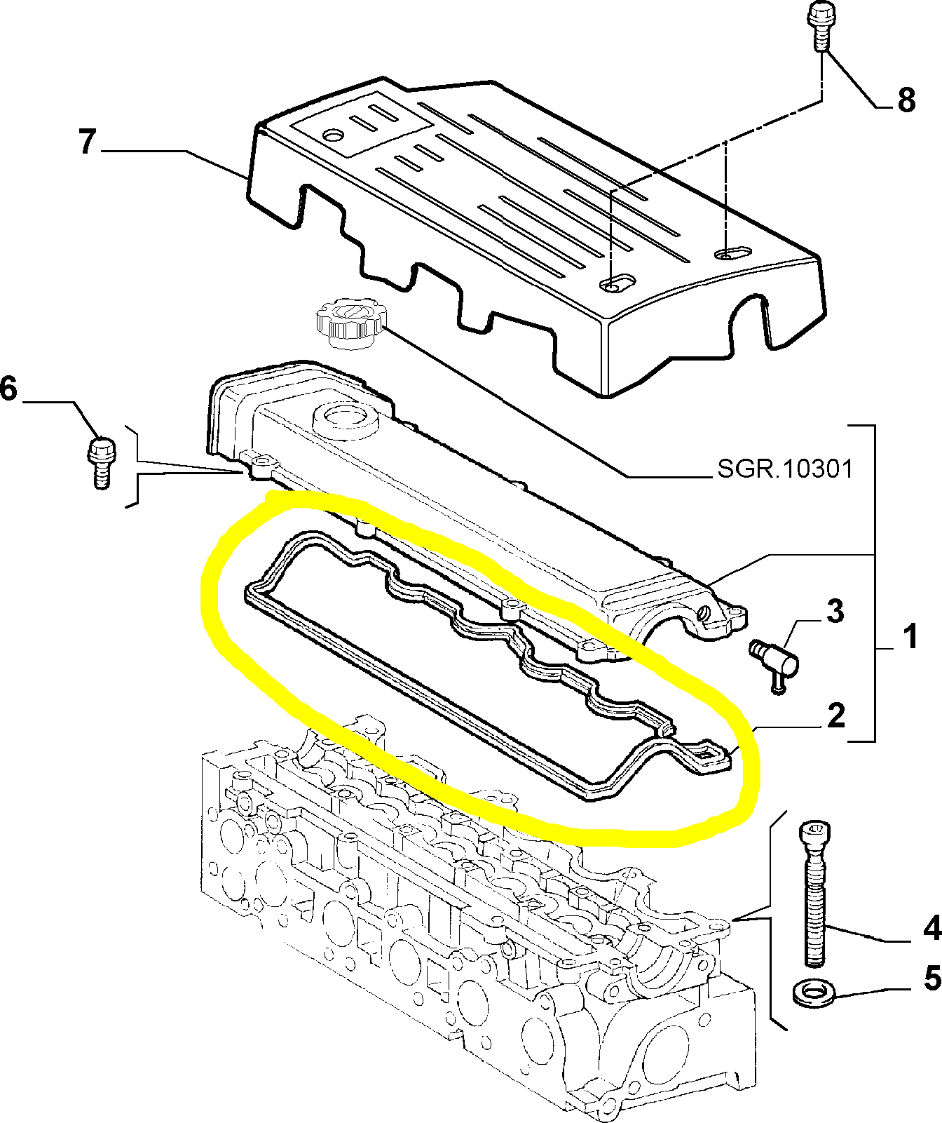 Lancia K JTD and Lybra JTD Camshaft Cover Seal Gasket New Original 46437256 60816126