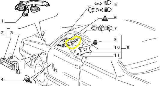 Lancia Dedra SW Right Light Switch with Rear Window Wiper and Headlight Washer 176579180 176999280 177132480