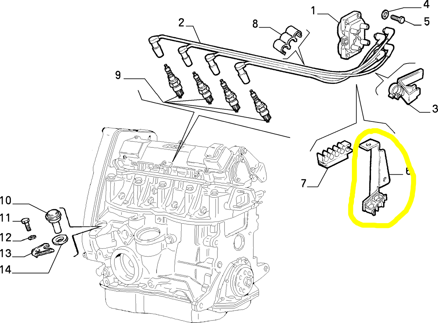 Lancia Delta 1400 and 1600 Engine Ignition Cable Bracket New Original 7751160 46406468