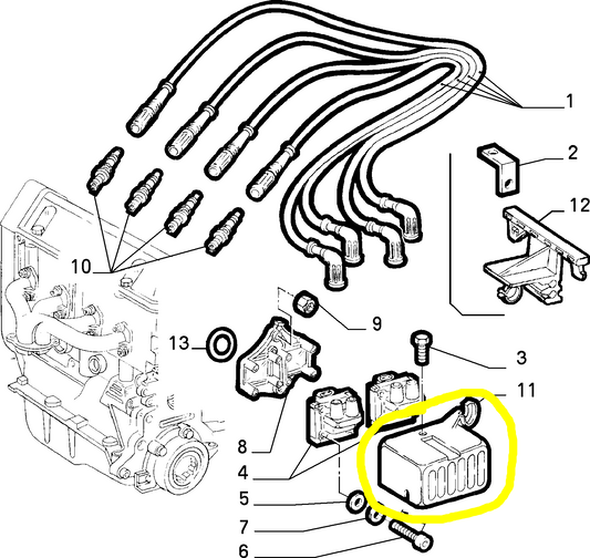 Lancia Y Fiat Cinquecento Punto Engine Ignition Coil Protection New Original 7755877