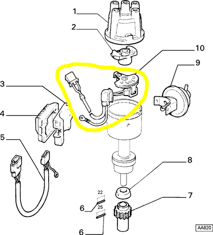 Lancia Delta R86 1100 and 1300 Distributor Pulse Transmitter New Original 9941693 9941231