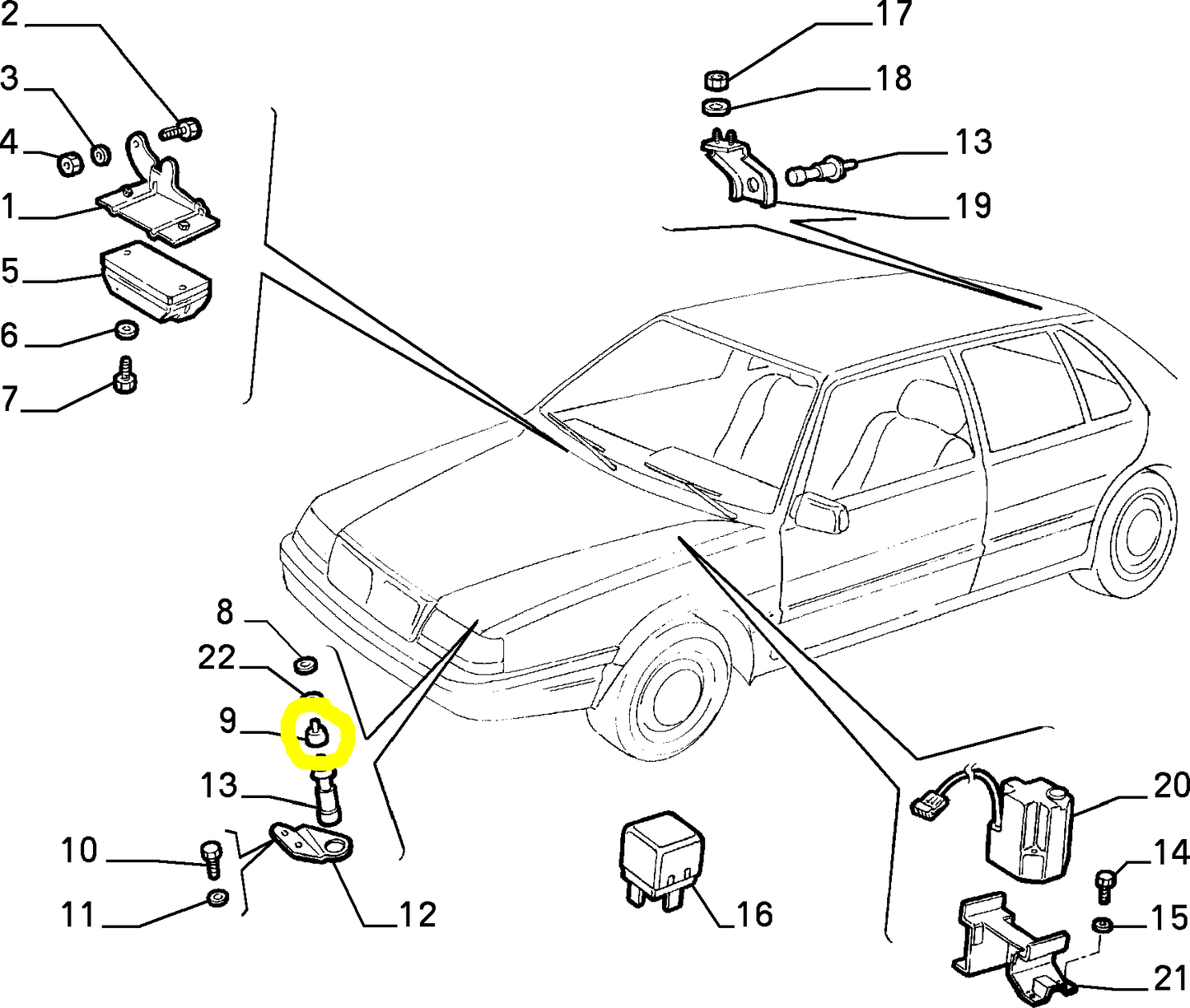 Lancia Thema Delta Dedra K Riparo Interruttore Antifurto Nuovo Originale 82477698 60810232