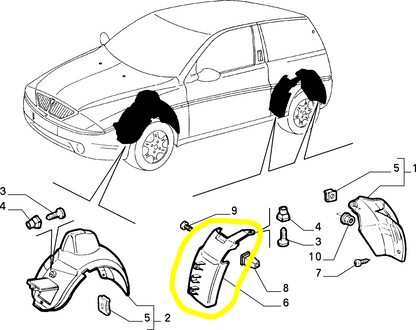 Lancia Y Riparo Anteriore Rivestimento Parafango Anteriore Sinistro Nuovo Originale 7792873