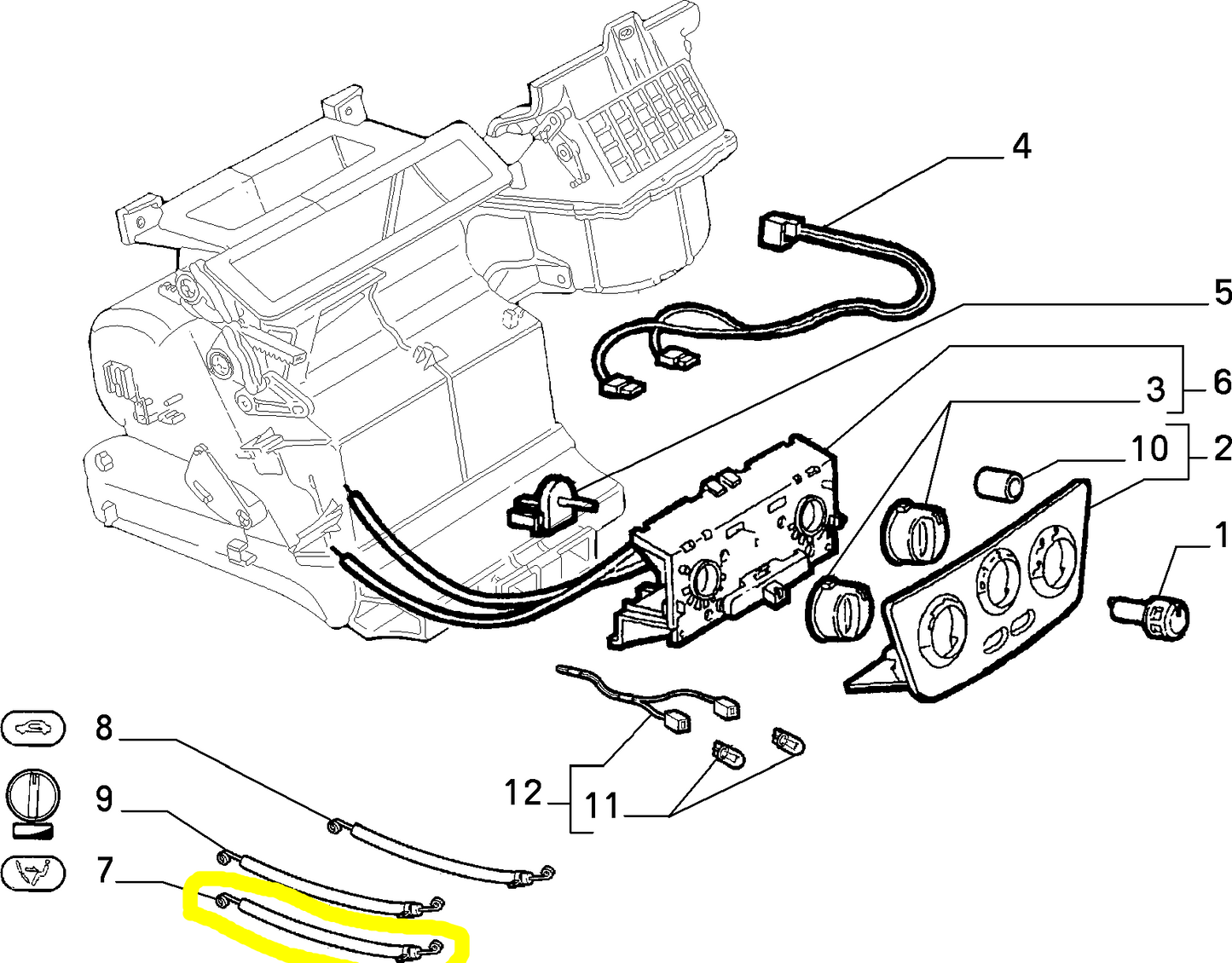 Lancia Y Heating and Ventilation Control Bowden Assy New Original 46722401