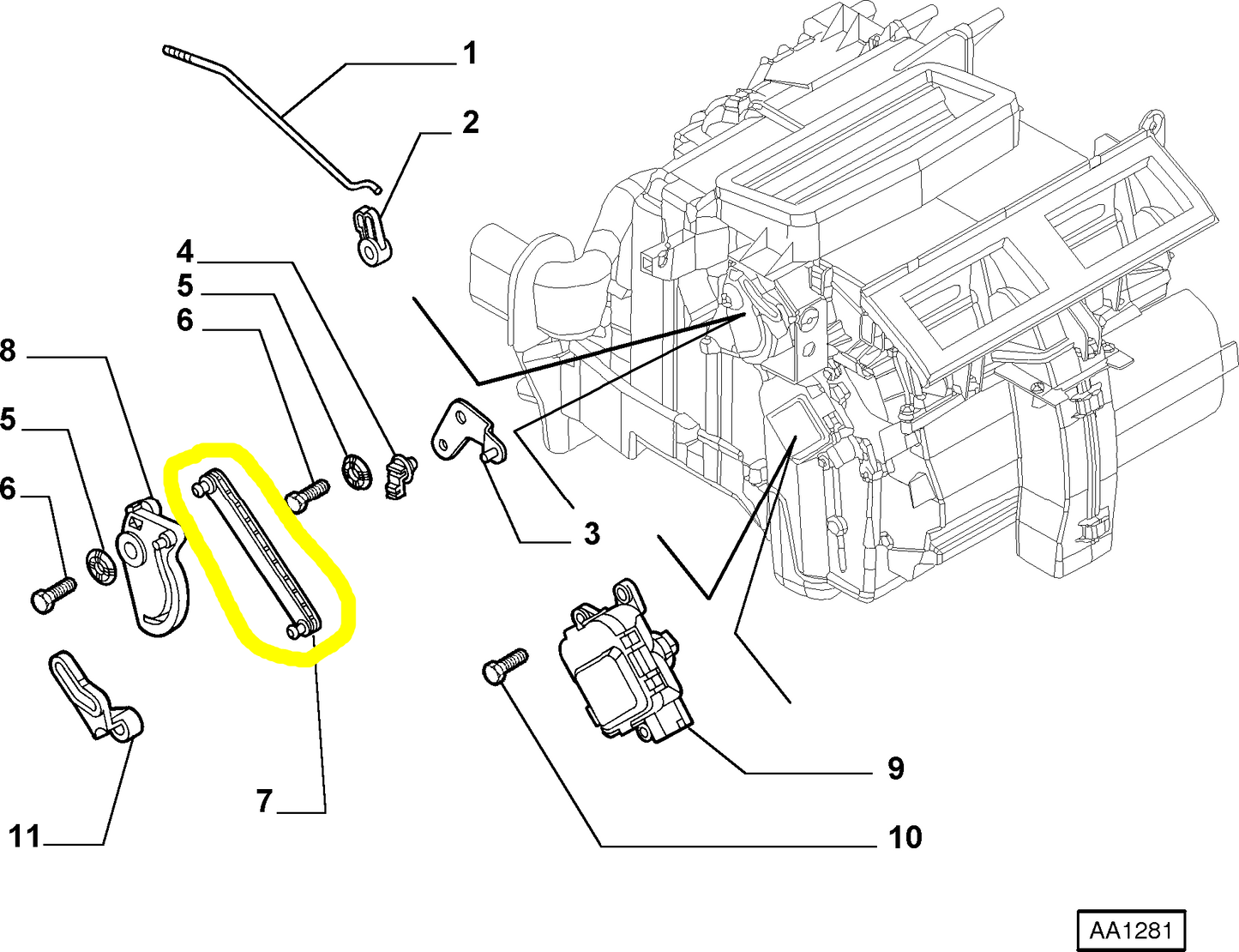 Lancia Lybra Heating and Ventilation Components Rod New Original 46722826