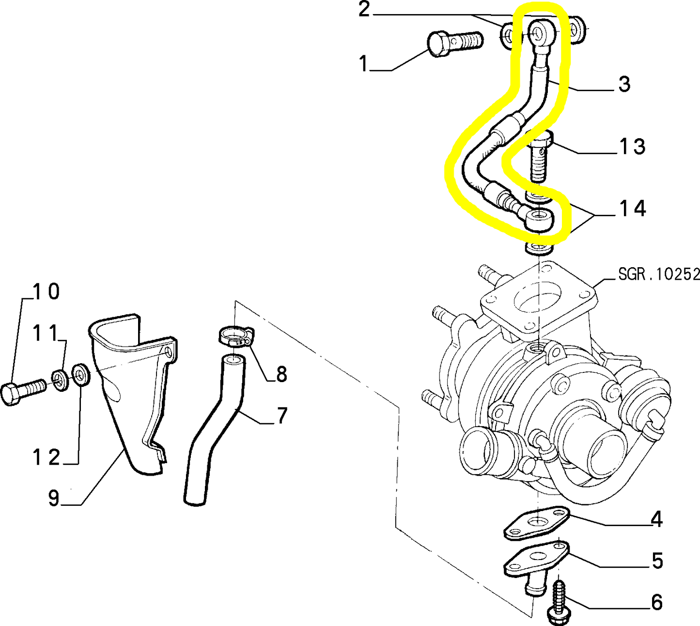 Lancia K 2400 TD Turbocompressor Hose New Original 7706698 5896154