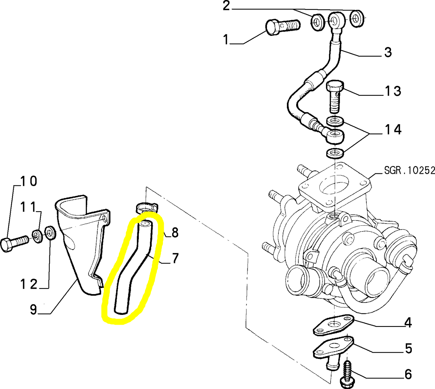 Lancia K 2400 TD Manicotto Flessibile Turbina Nuovo Originale 7706516