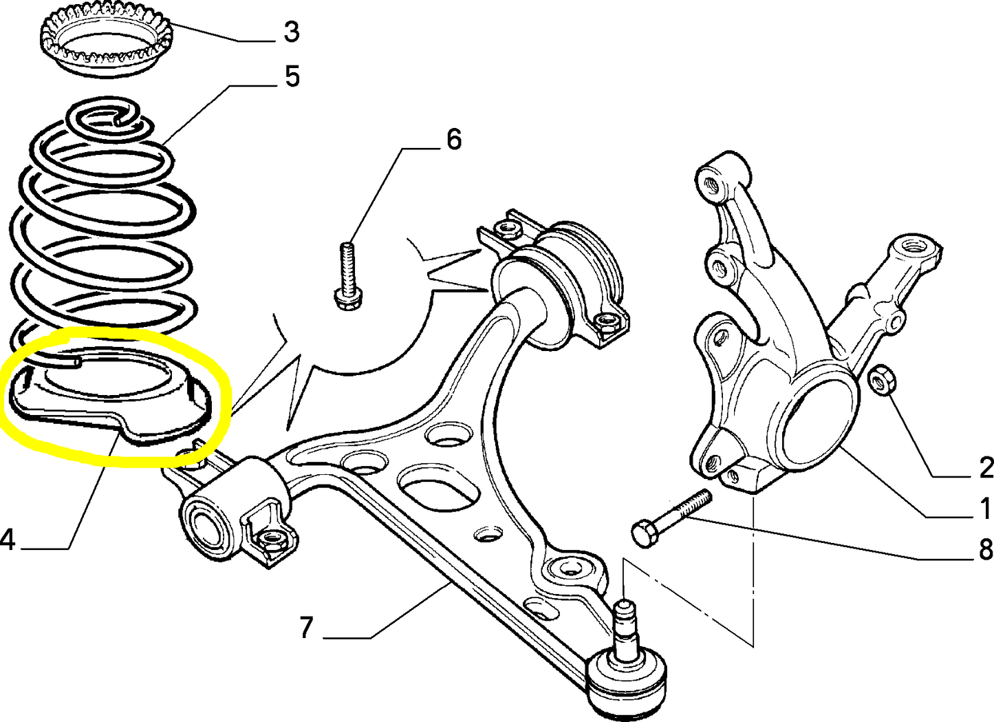 Lancia Lybra Anello Inferiore Appoggio Molla Sospensione Anteriore Nuovo Originale 46544152 50703974