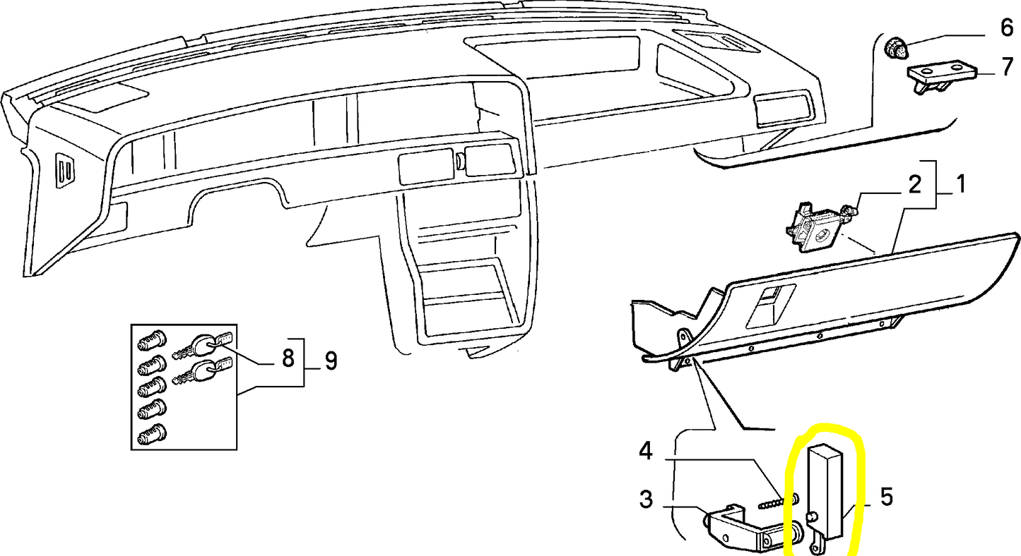 Lancia Delta and Dedra Alfa Romeo 155 Glove Box Door Positioning Device New Original 60809239 82449370