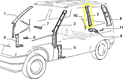 Autobianchi Y10 Ego Right Pillar Internal Covering New Original 182445280