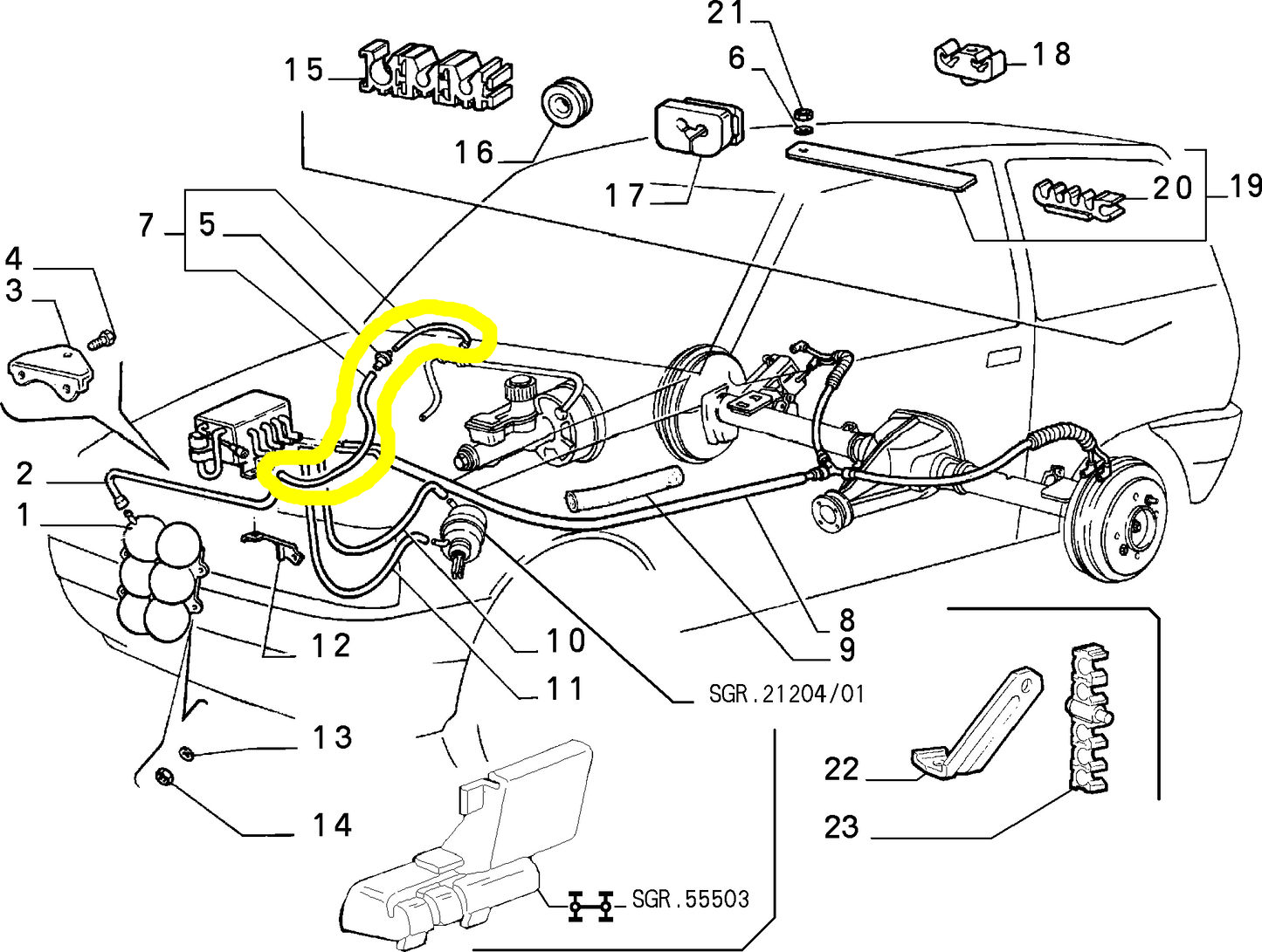 Autobianchi Y10 4WD Four Wheel Drive Hose New Original 7753330