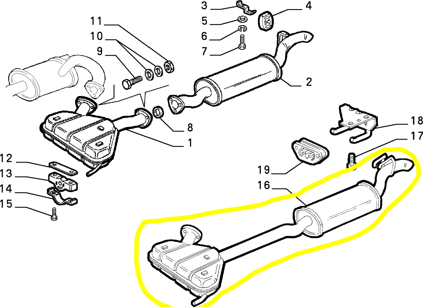 Lancia Dedra integrale 2000 4WD Rear Exhaust Silencer New Original 82467171 82436729