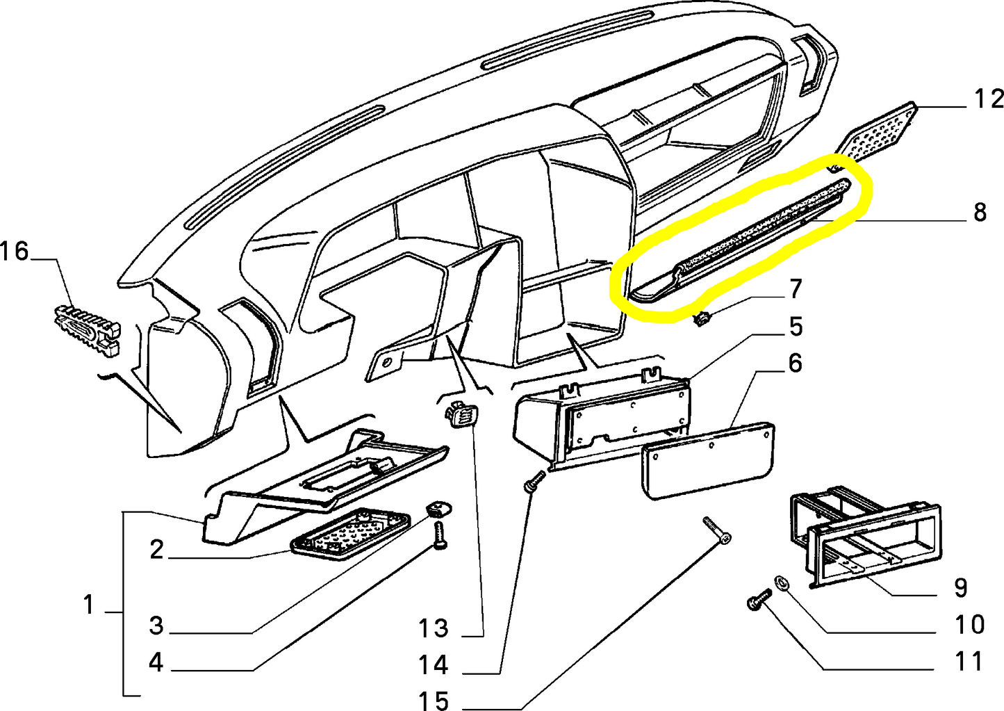 Lancia Thema Glove Box Brown Protection New Original 176262470