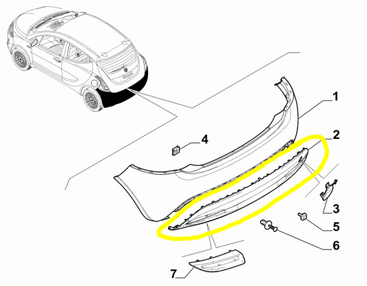 Lancia Ypsilon Rear Lower Bumper New 735561908 735531440