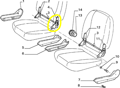 Lancia Delta Integrale e Evoluzione Snodo Interno Schienale Sedile Anteriore Destro Nuovo Originale 5943913