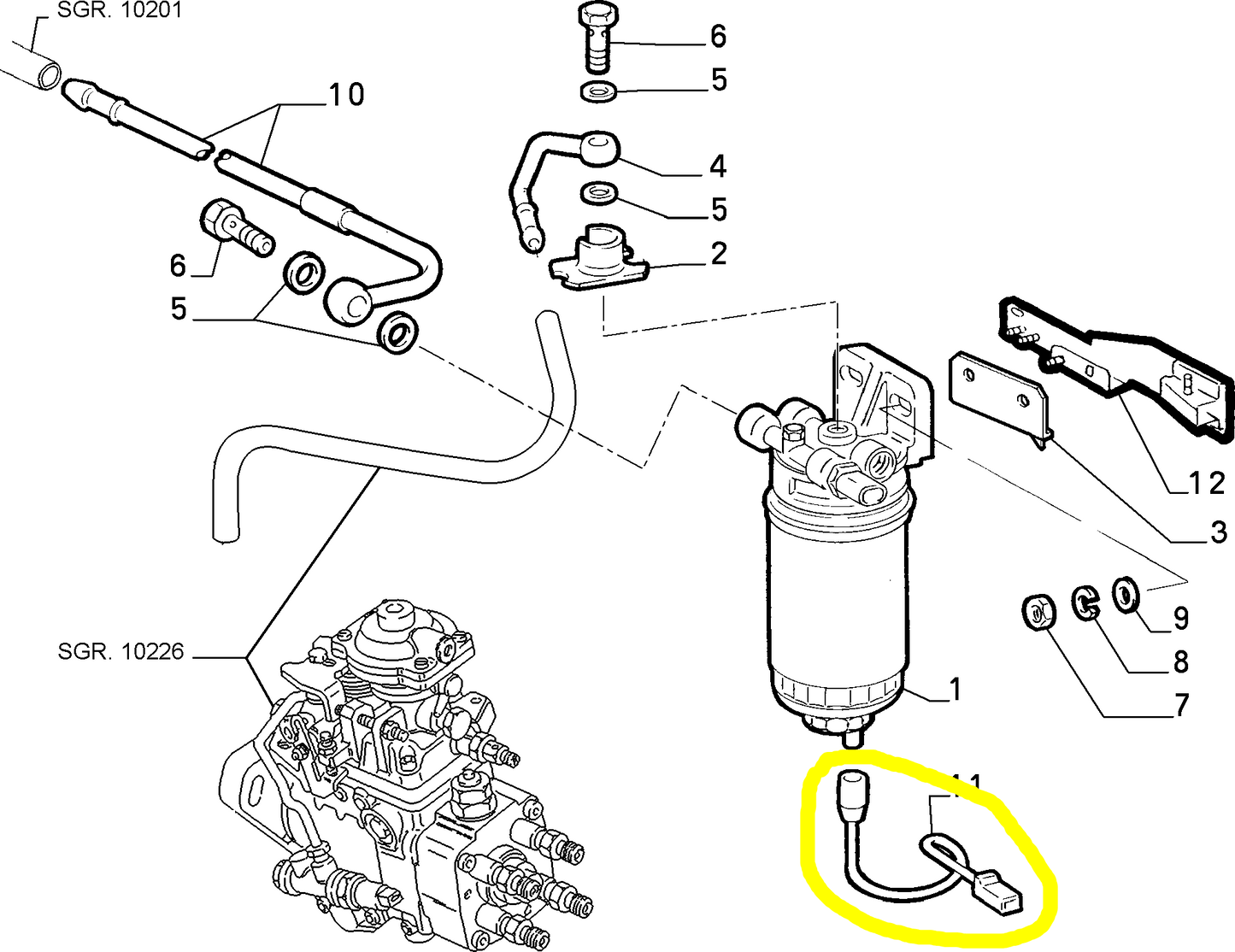 Lancia Dedra TD Diesel Filter Water Sensor New Original 7649729