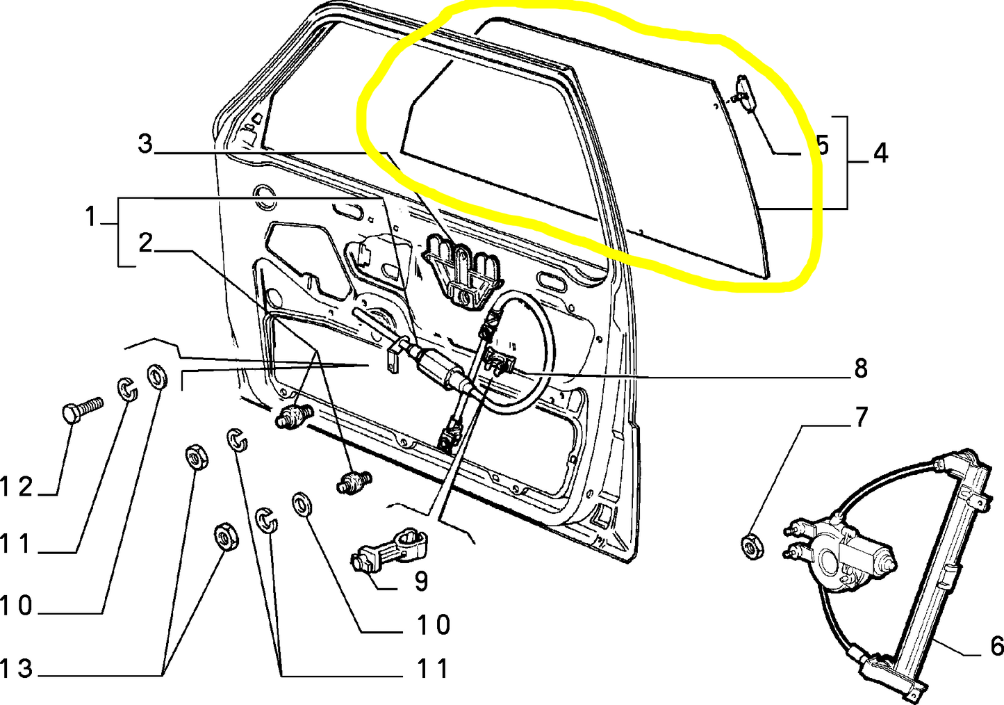 Lancia Thema Front Right Brown Tinted Glass Pane 82402123 176589470