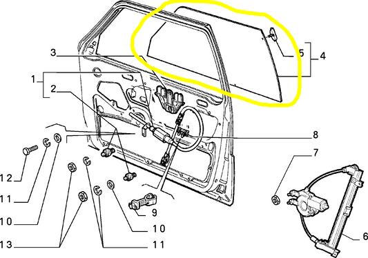 Lancia Thema Front Right Brown Tinted Glass Pane 82402123 176589470