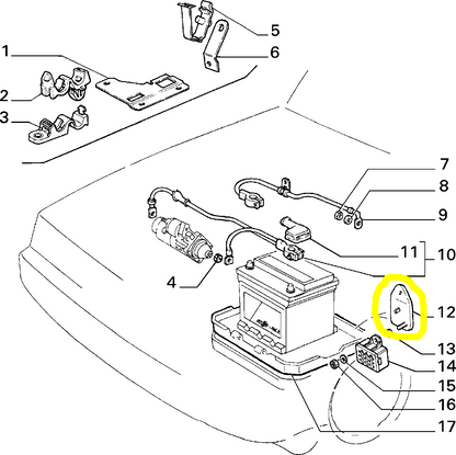 Lancia Delta Integrale and R86 Battery Receptacle Bracket New Original 82426097