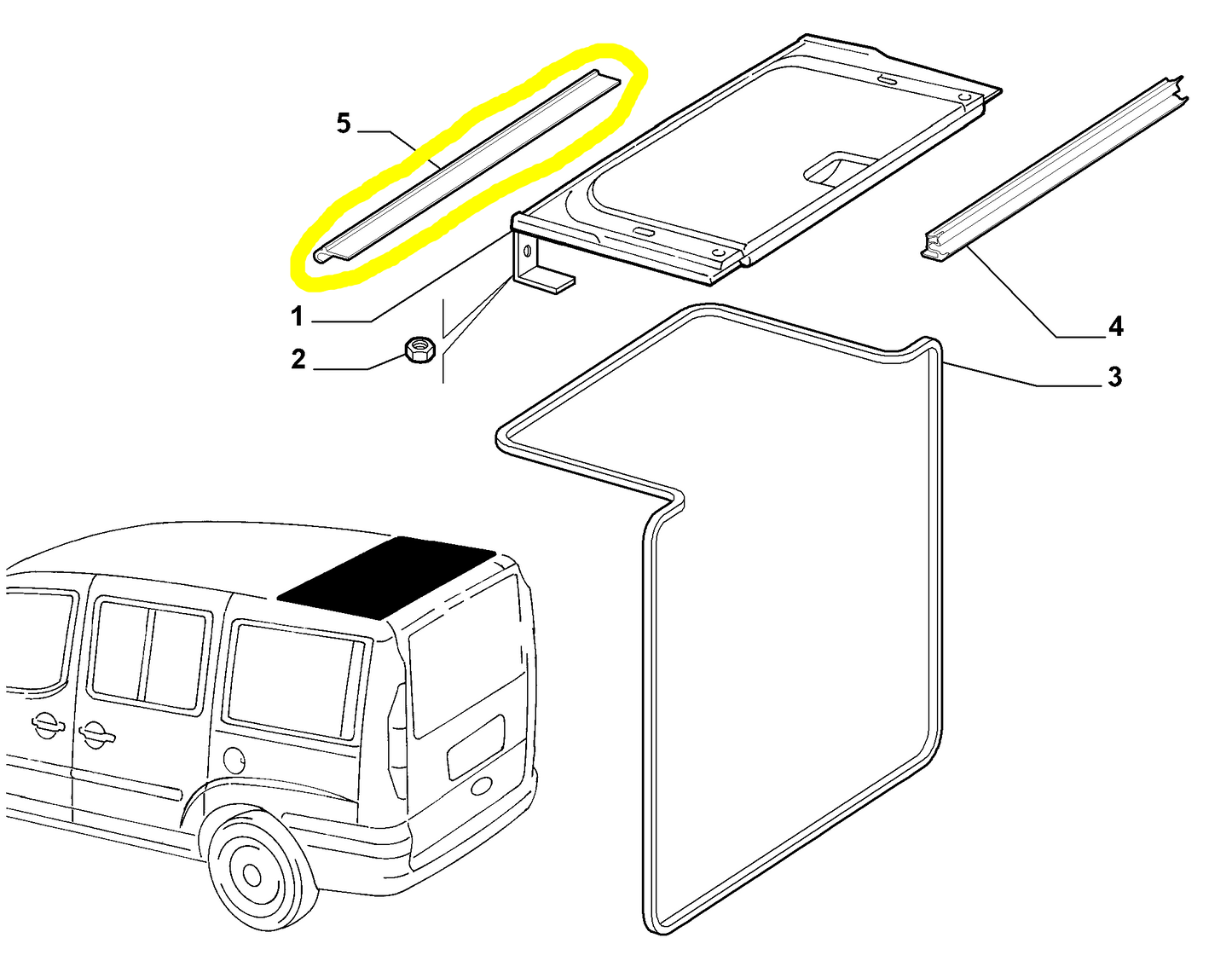 Fiat Doblò Front Chanel Rear Folding Top New Original 51739022 71731809