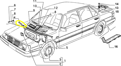 Lancia Thema Fiat Croma Guarnizione di Tenuta Destra Paratia Cofano Motore Nuova Originale 82425584