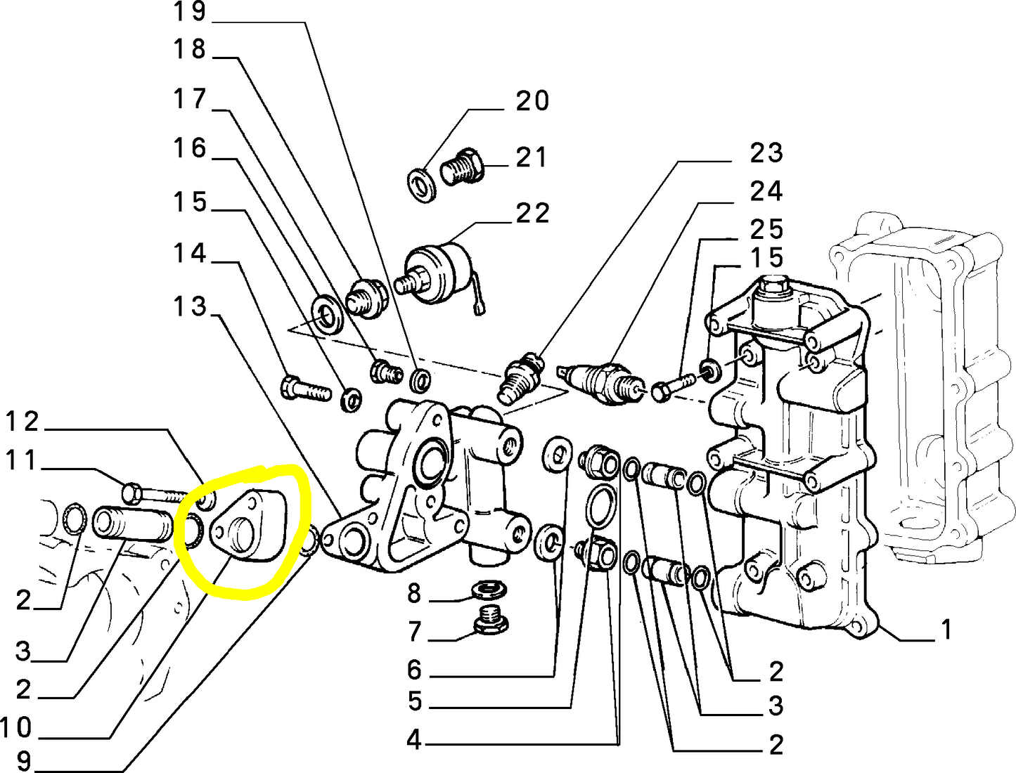 Lancia Thema Fiat Croma Blocchetto Fissaggio Corpo Pompa Acqua 7302895