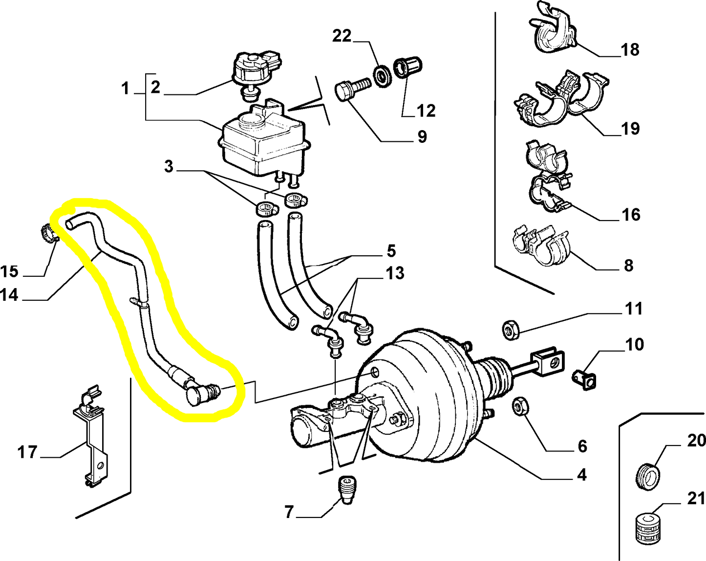 Lancia Lybra JTD Power Brake Hose New Original 46803490