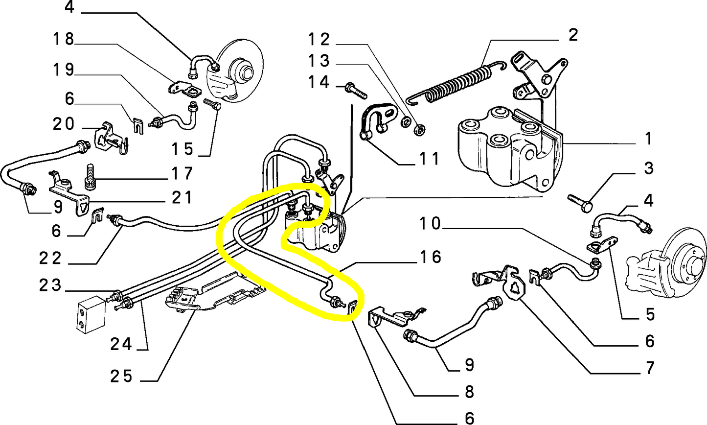 Lancia Dedra Brake Compensator Left Brake Pipe New Original 7669916 7667256