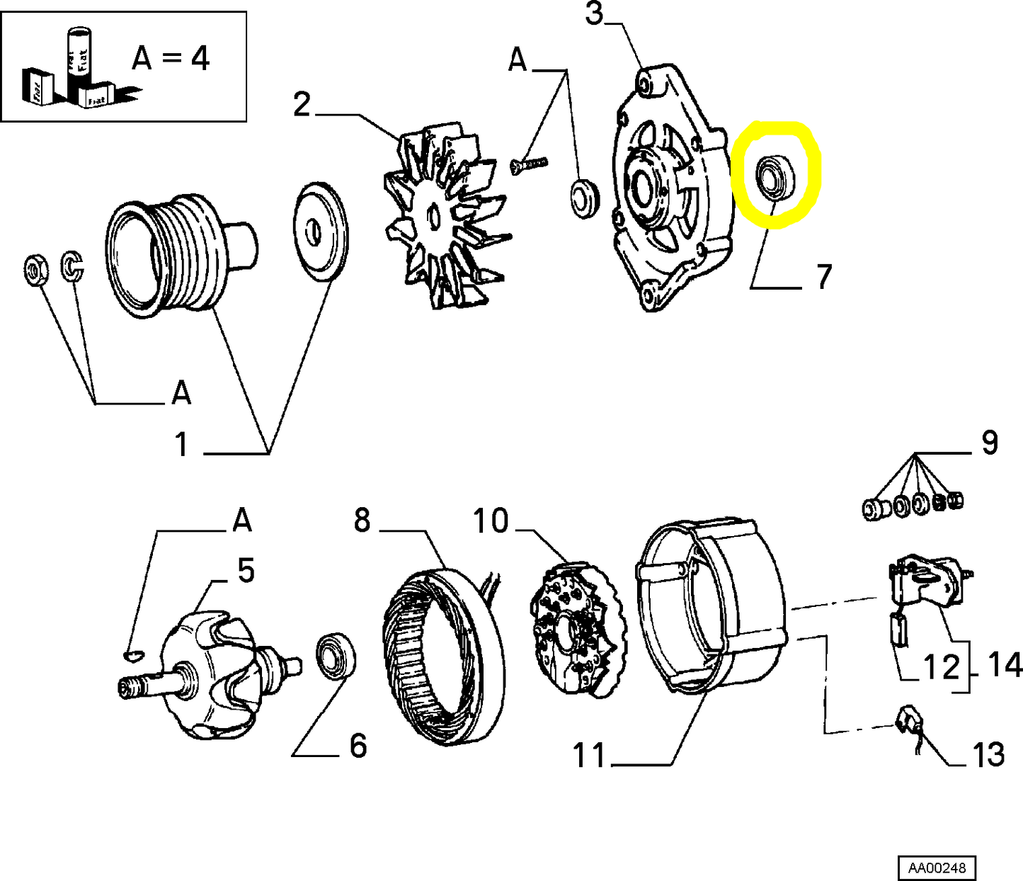 Lancia Thema and K Alternator Support Bearing New Original 9947515 9946046