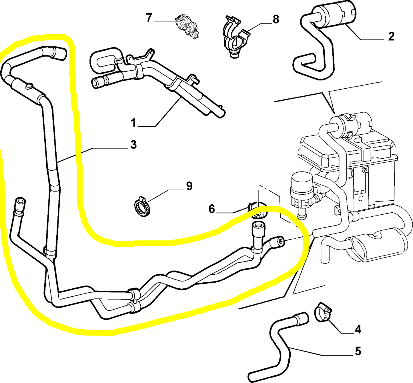 Lancia Thesis V6 Supplementary Heater Hose New Original 60674791