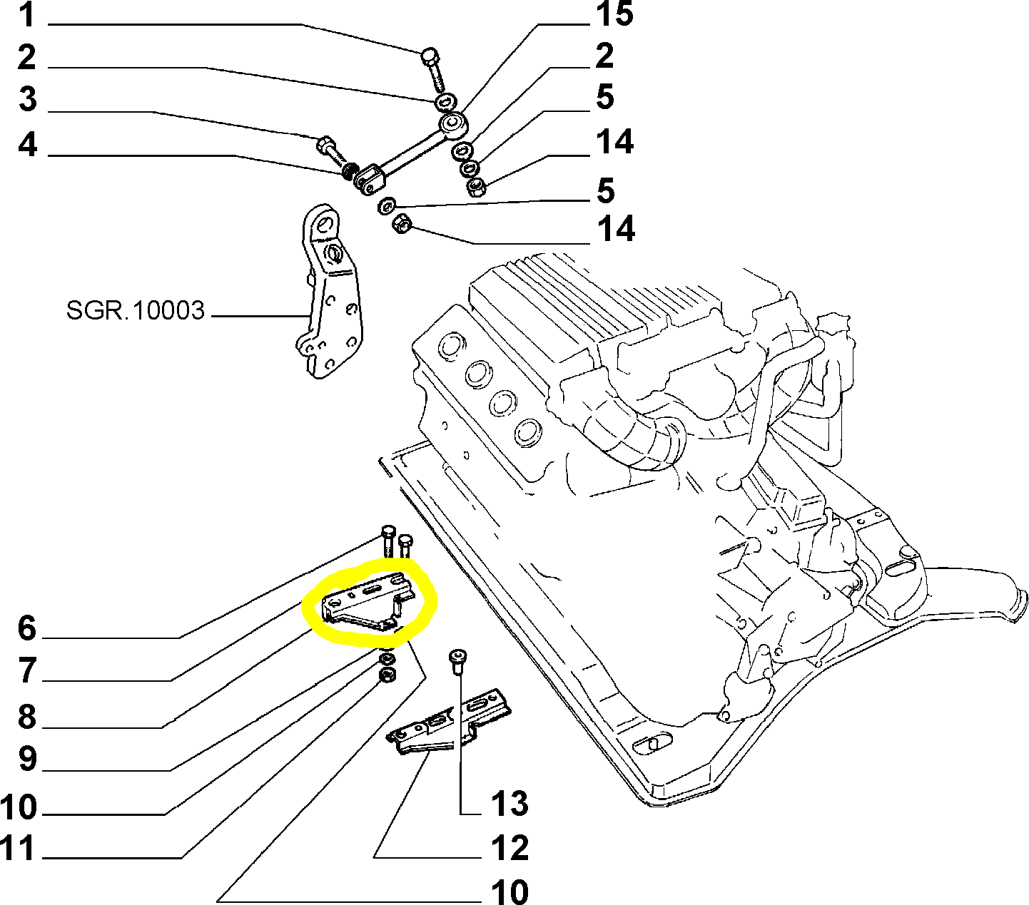 Lancia Thema Fiat Croma Engine Support Bracket Reinforcement New Original 82455801 82400621