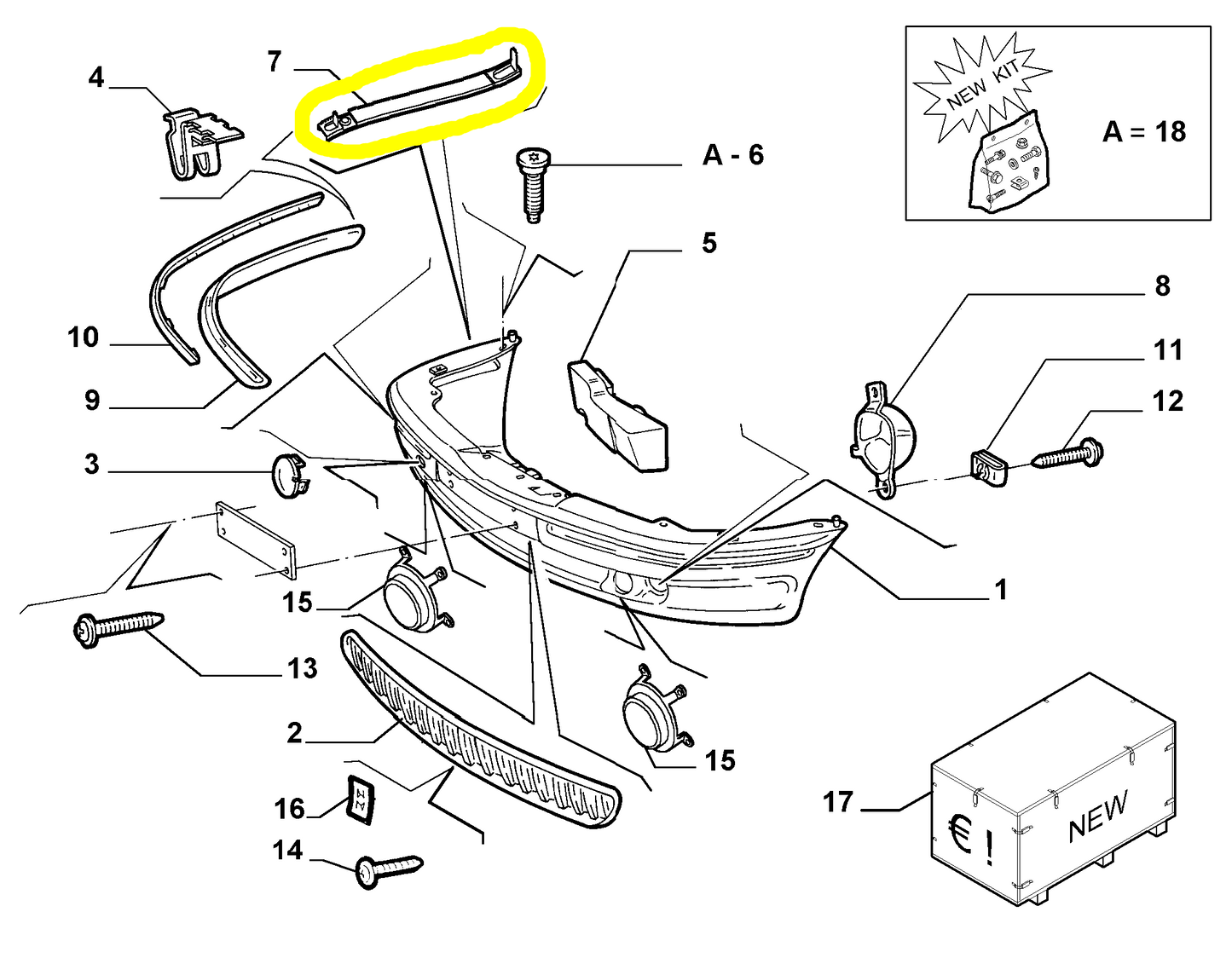 Lancia Lybra Front Bumper Left Reinforcement New Original 46767052