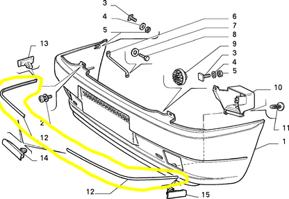 Autobianchi Y10 Turbo Front and Rear Bumper Covering Seal New Original 7583673 7613919