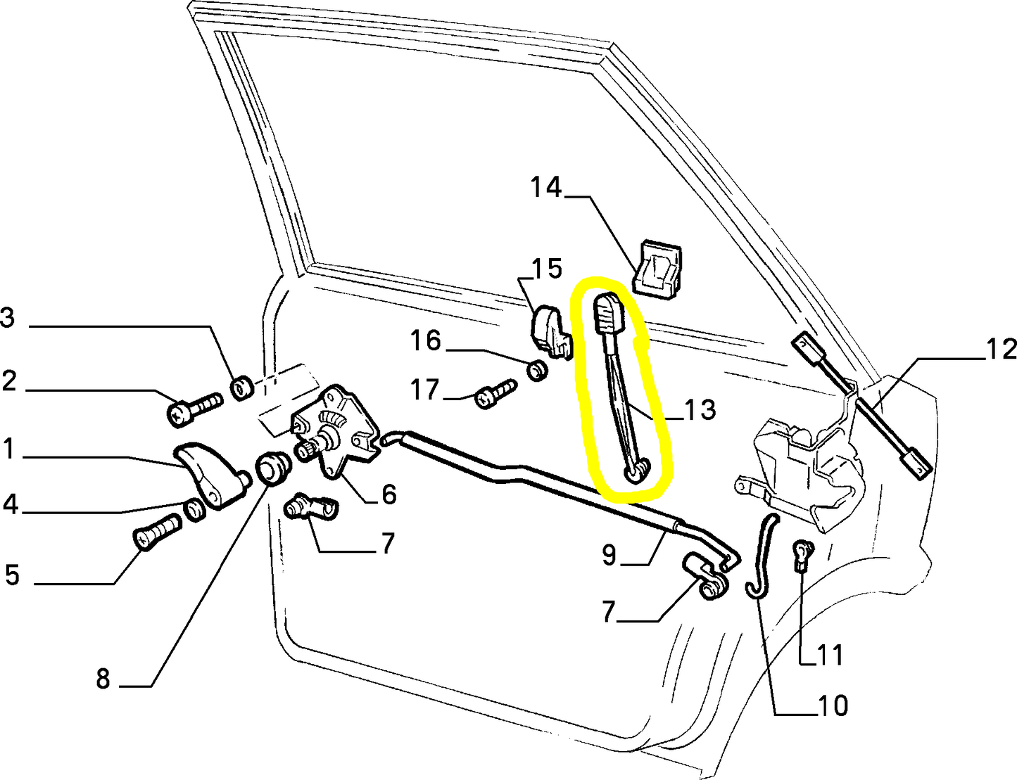 Lancia Delta Integrale Evoluzione Front Left Door Lock Rod 82379520 82342924