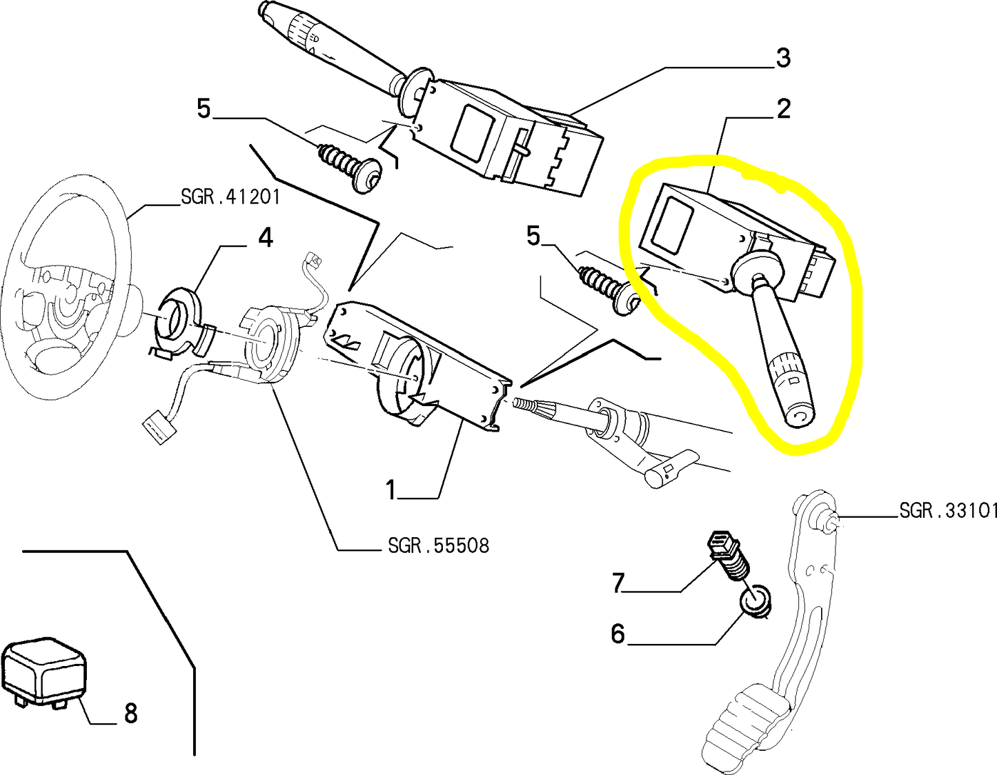 Lancia Z Fiat Ulysse Right Switch Light New 9606378469 9617287569