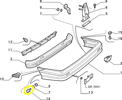 Lancia K Rear Bumper Pawl New Original 82487101