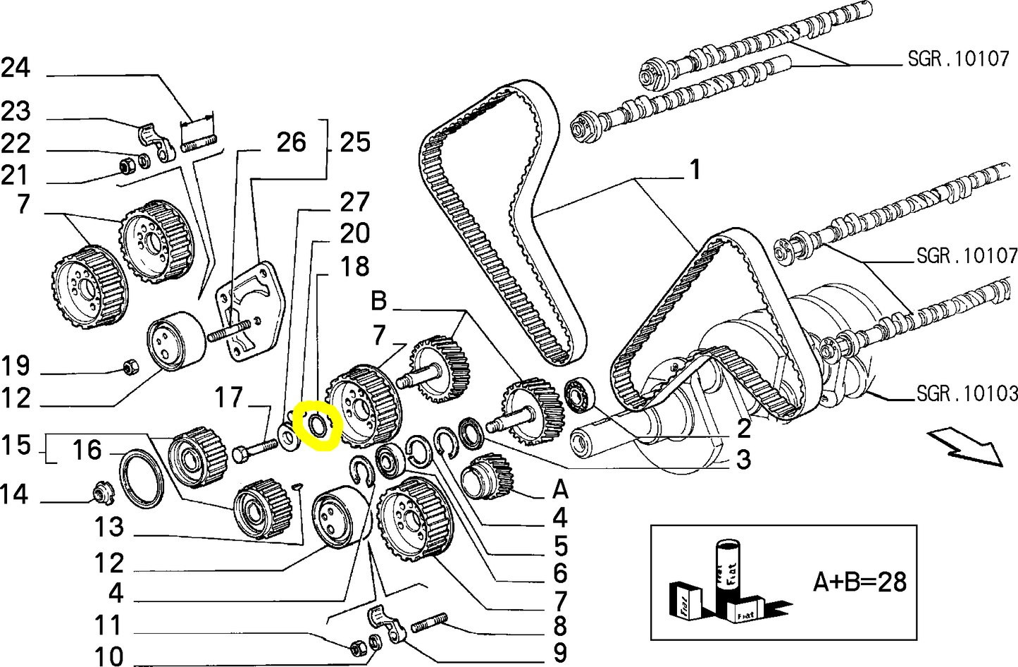 Lancia Thema 8.32 Ferrari Timing Belt Driven Gear Seal New Original 46114808