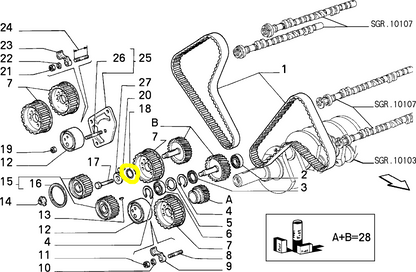 Lancia Thema 8.32 Ferrari Anello di Tenuta Ingranaggio Condotto Cinghia Distribuzione Nuovo Originale 46114808