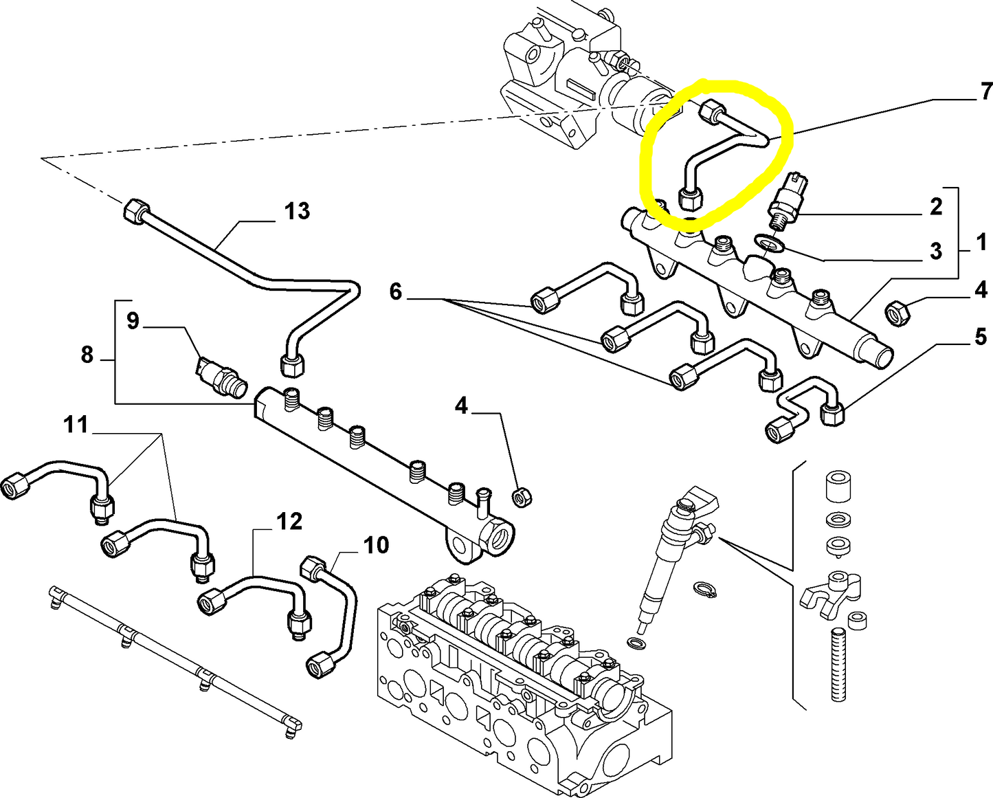 Lancia Lybra 1900 JTD Injection System Pipe New Original 46803001