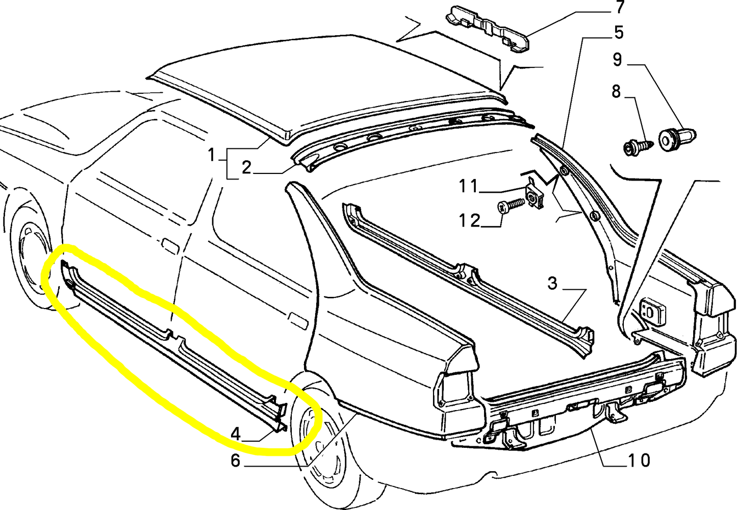 Lancia Dedra Fiat Tempra e Tipo Metal Cladding Left Side Door New Original 5893240 5888784