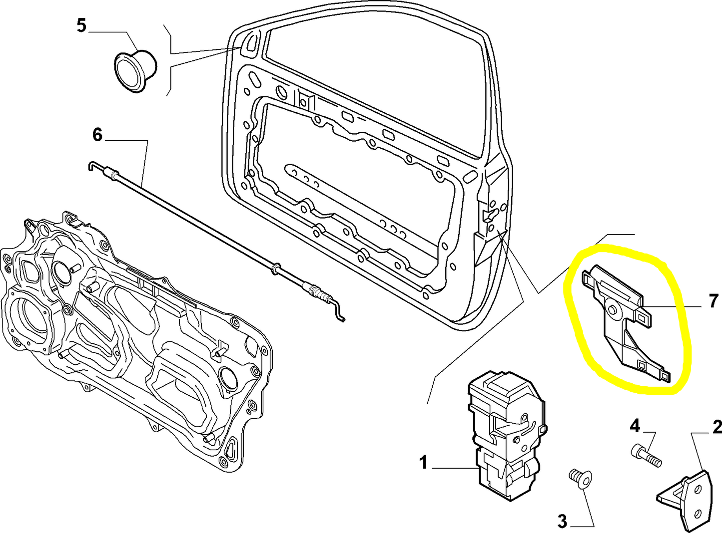 Lancia Ypsilon Front Right Door Lock Bracket New Original 71733002