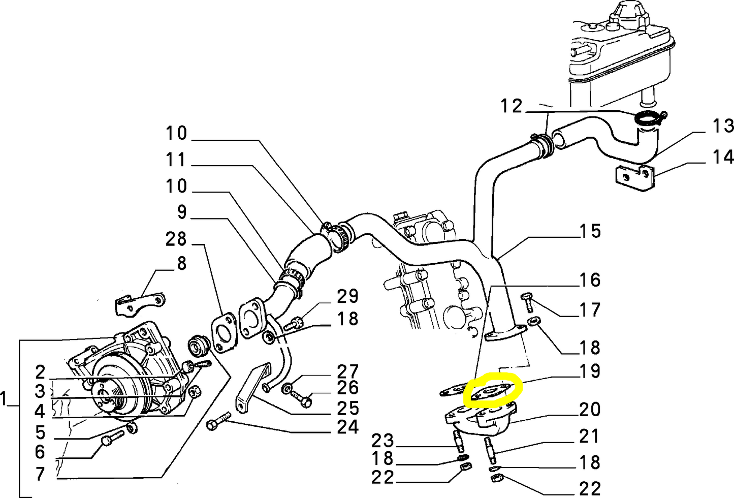 Lancia Thema TD Fiat Croma Water Pump Pipe Seals Gasket New Original 98421290 7302780